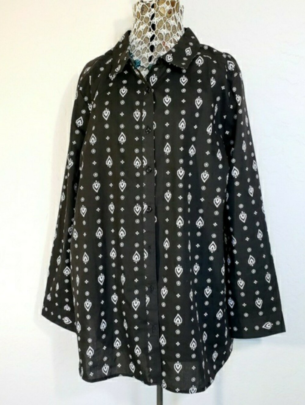 Roaman's Western Long Sleeve Button Down Shirt